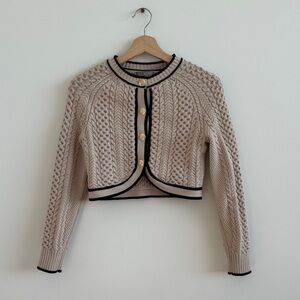 J. Crew Beige and Black Cable Knit Cardigan
